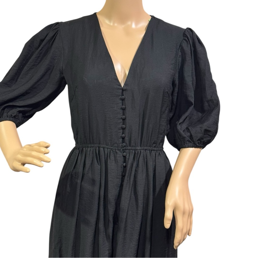 Stockholm Atelier Dress Womens Size 0 Button Down Black Maxi V Neck Lightwait - Picture 2 of 14